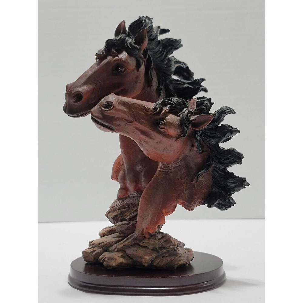 Horse and Mare Heads Resin Figurine Statue Amazing Details!
